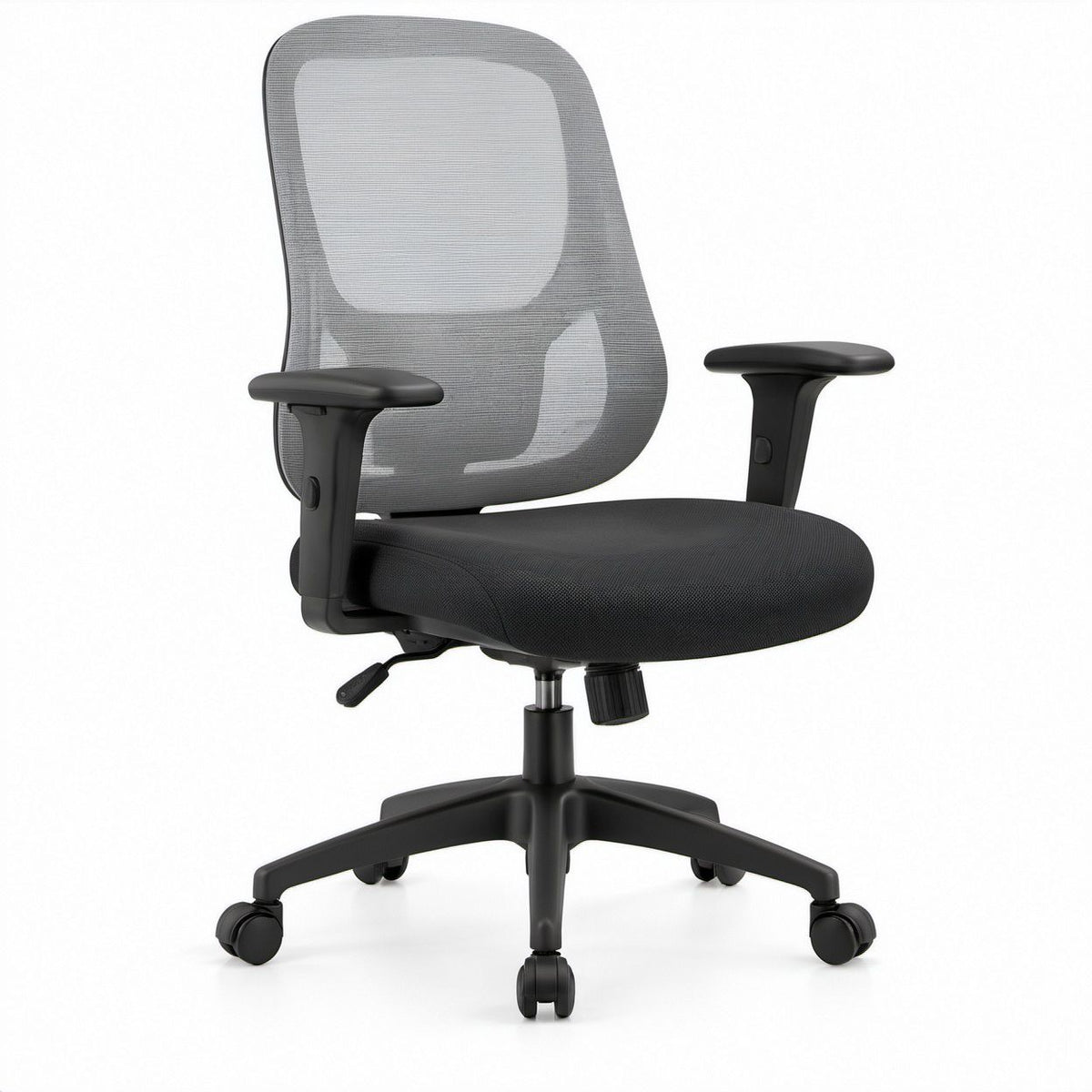 Ergonomic Mesh Office Chair with Adjustable Lumbar Support and Armrests, Black/Gray, 25.6 x 25.6 x 39-45.3 in