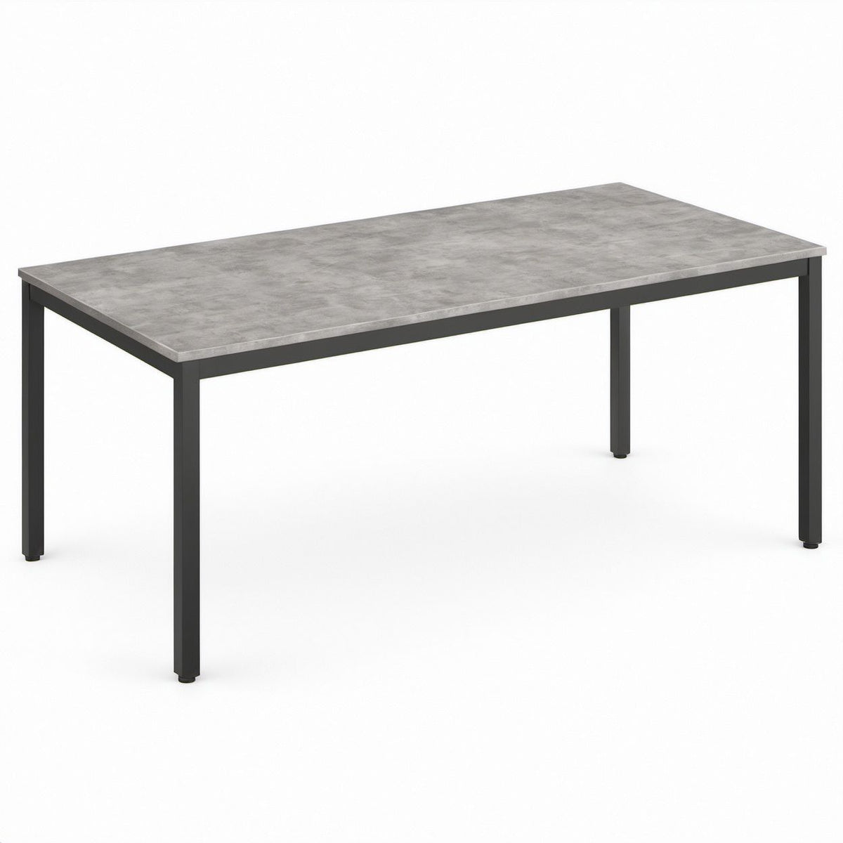 63 x 31.5 x 29.5 in Rectangular Office Desk, Gray Concrete-Look Particleboard Top with Black Steel Frame