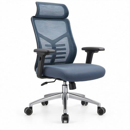 Ergonomic High-Back Mesh Office Chair, Blue/Black/Silver, 27.5 x 27 x 46-50 in