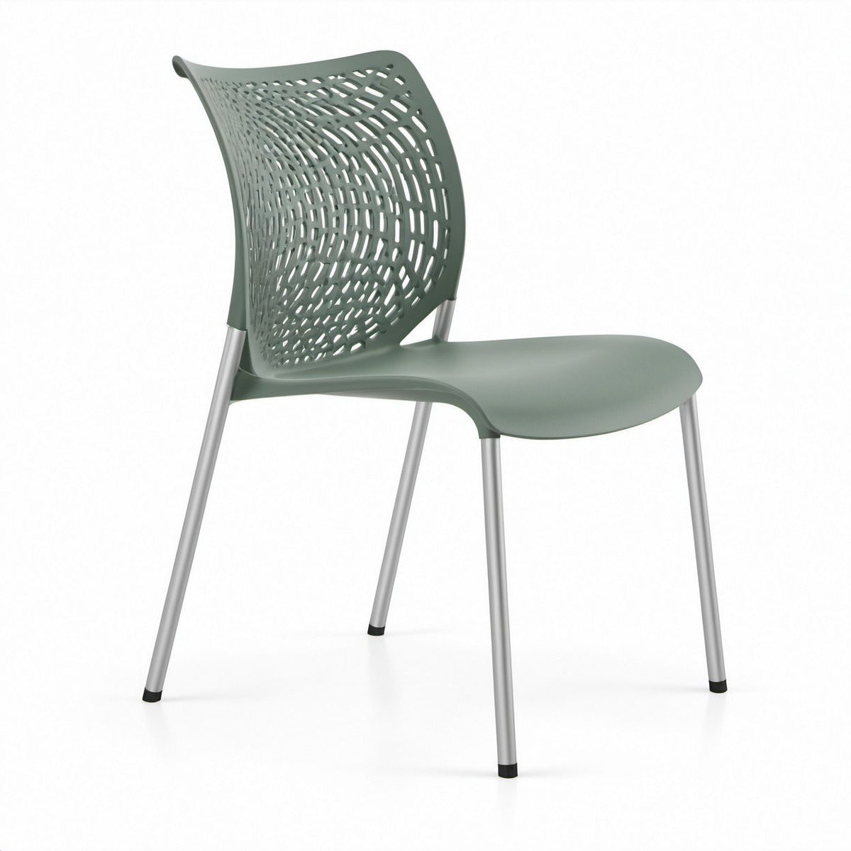 Sage Green Perforated Back Office Chair with Silver Aluminum Legs, 21.5 x 23 x 32 in