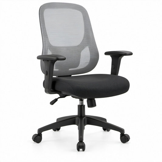 Ergonomic Mesh Office Chair with Adjustable Lumbar Support and Armrests, Black/Gray, 25.6 x 25.6 x 39-45.3 in